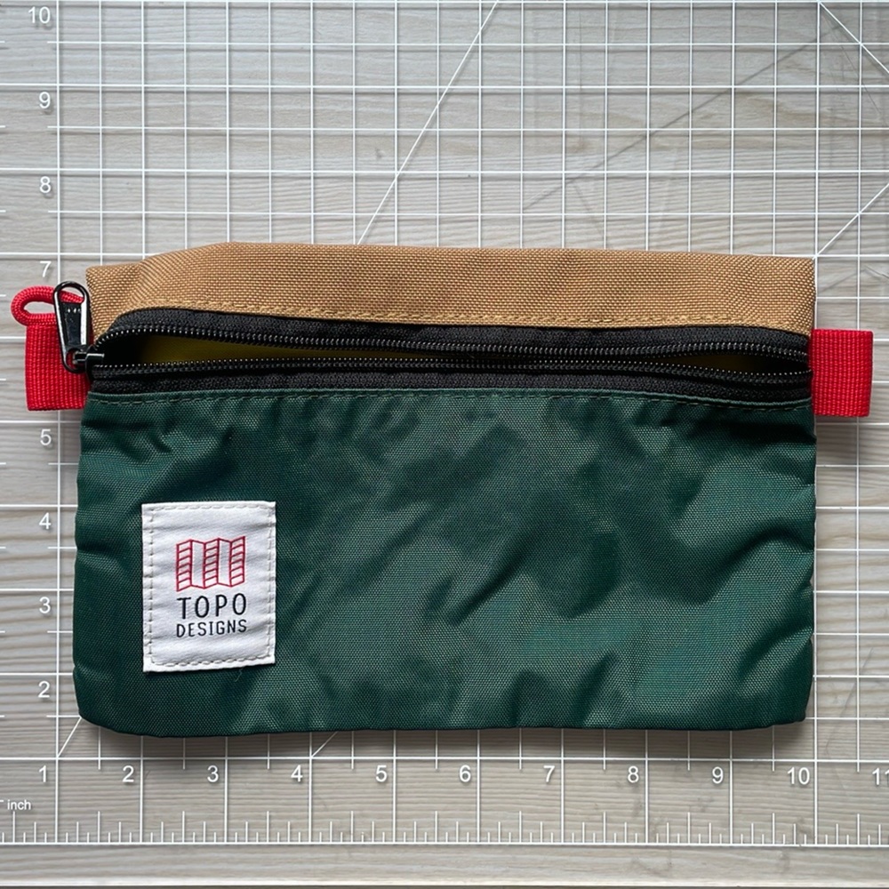 Topo Designs Nylon Zip Accessory Pouch, forest green